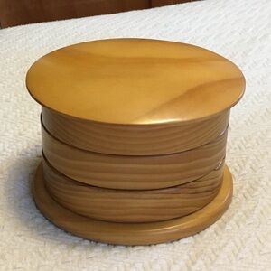 Wooden oval twist open 3 level jewelry box